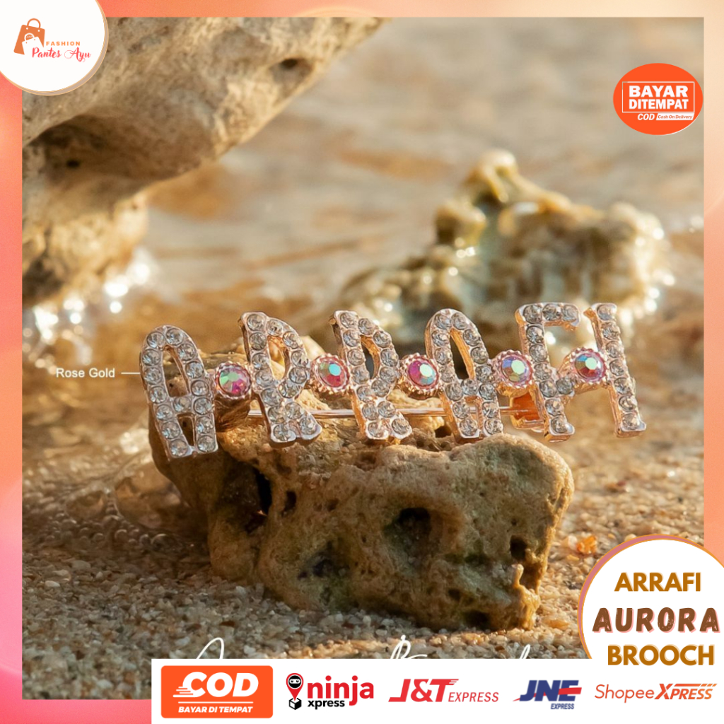 Bros brooch ring cincin pin jilbab hijab kerudung fashion wanita ocean arrafi kuningan lapis emas mu