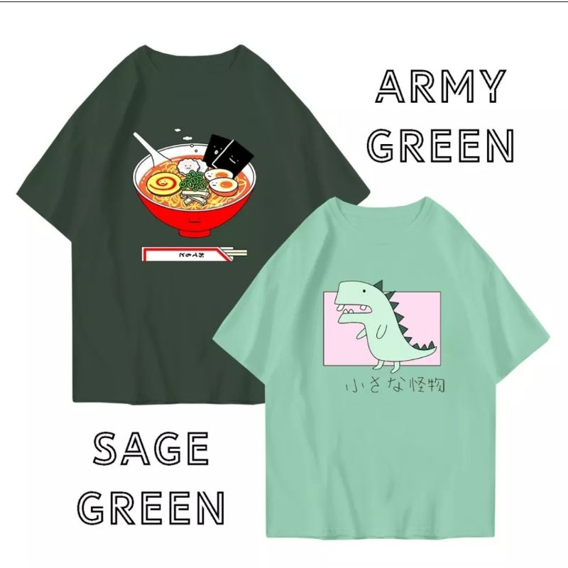 Kaos Oversize Wanita & Pria Sage Green X Army Green