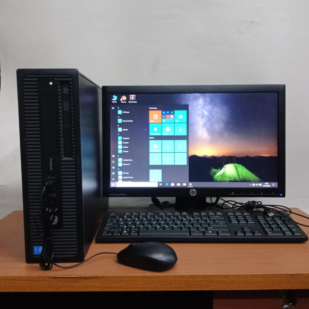 PAKET CPU HP PRODESK CORE I5 4590- RAM 4GB-HDD 500GB-LCD HP 19 INCH siap pakei