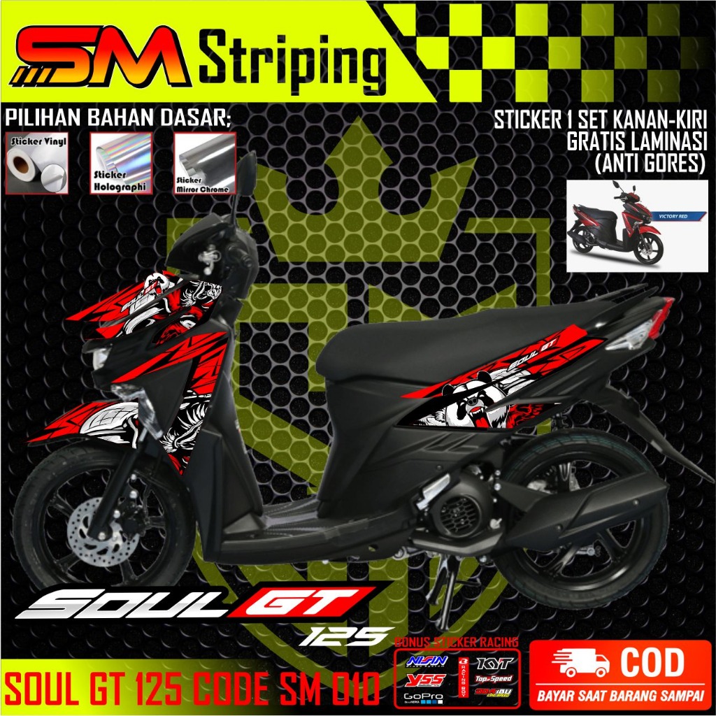 (cod) STIKER MIO SOUL GT STRIPING LIST BODY STICKER MOTOR YAMAHA MIO SOUL GT SM 010