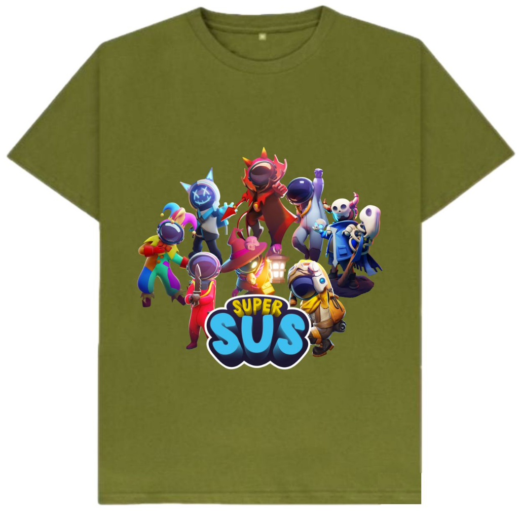 Baju Kaos anak supersus terbaru karakter Laki Laki dan Perempuan Usia1-10 Tahun Warna H-Army