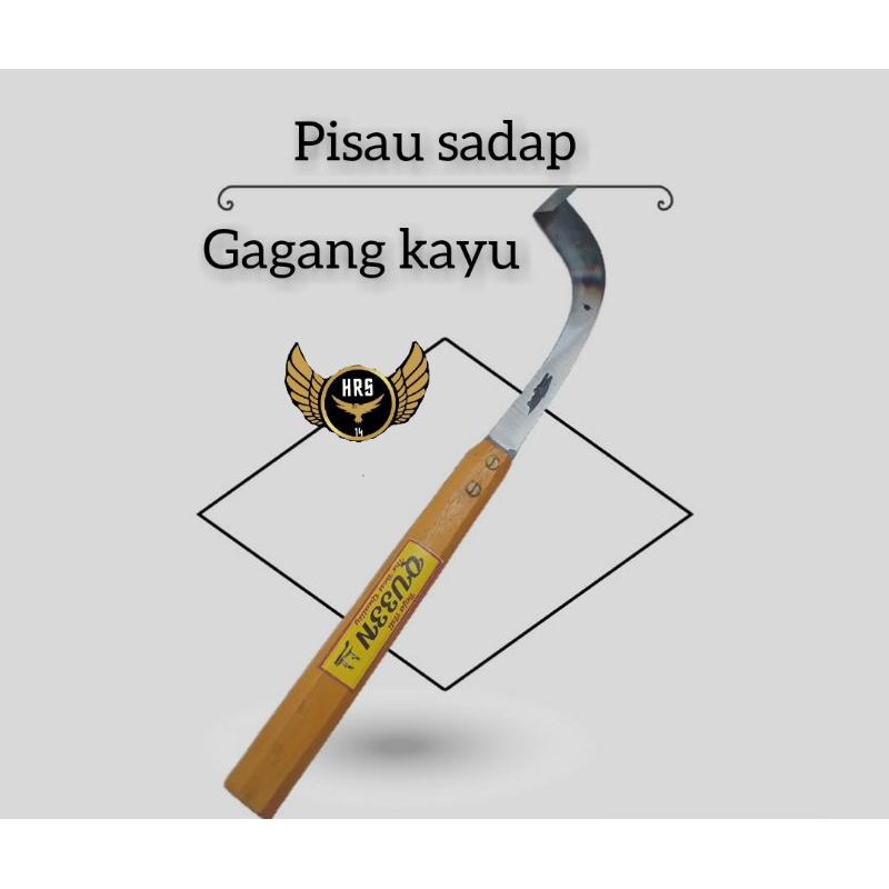 PISAU SADAP KARET GAGANG KAYU PERALATAN BERKEBUN