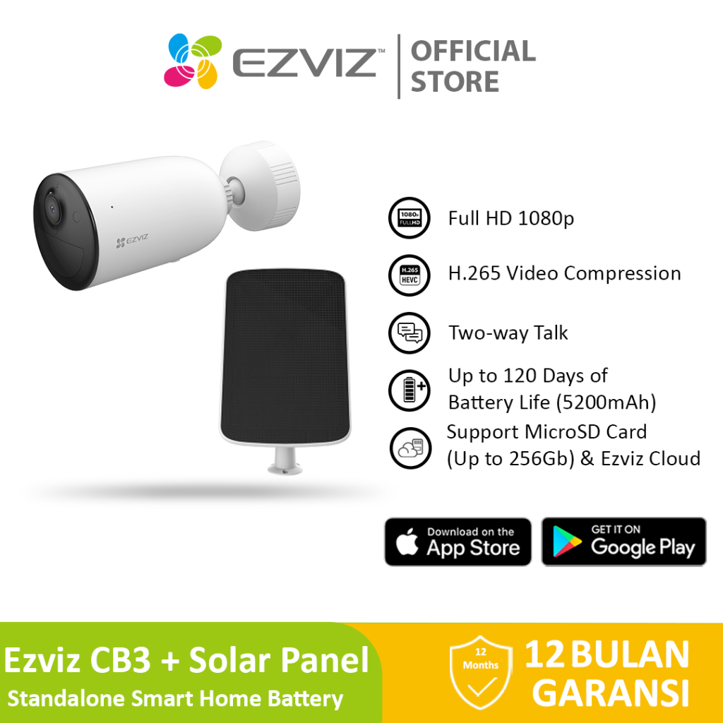 Ezviz CB3 2MP Outdoor Smart CCTV IP Camera+Solar Panel Charging CS-CMT