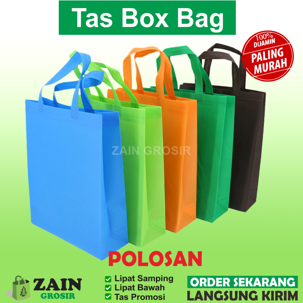 

1lusin 12pcs Tas spunbond 20x26x10 25x35x10 30x40x10 cm model boxbag kantong souvenir pengajian aqiqah wedding berkat event perusahaan seminar acara ulang tahun partai kampanye