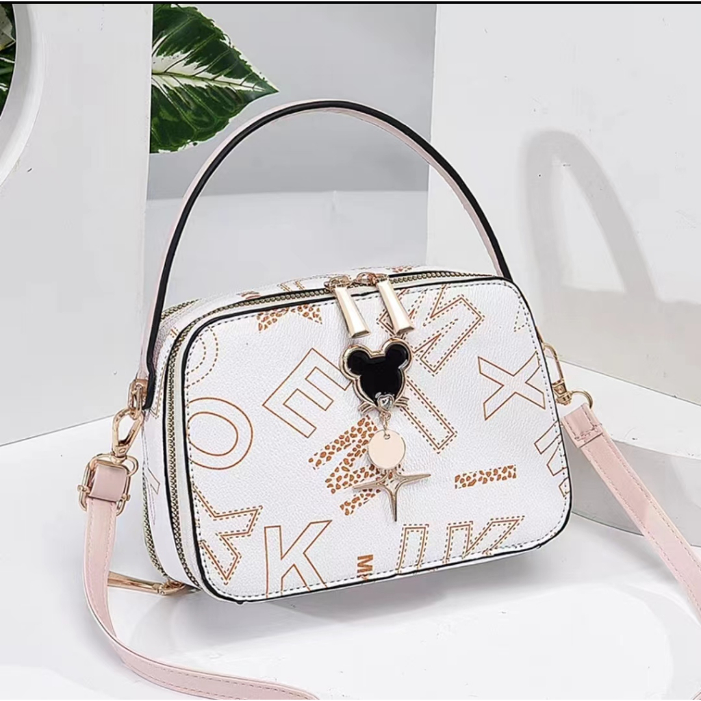 BJ43673 - WHITE/COFFEE/BLACK TAS SLEMPANG JINJING TOTEBAG HANDBAG KOREA CINA TAS WANITA FASHION IMPO
