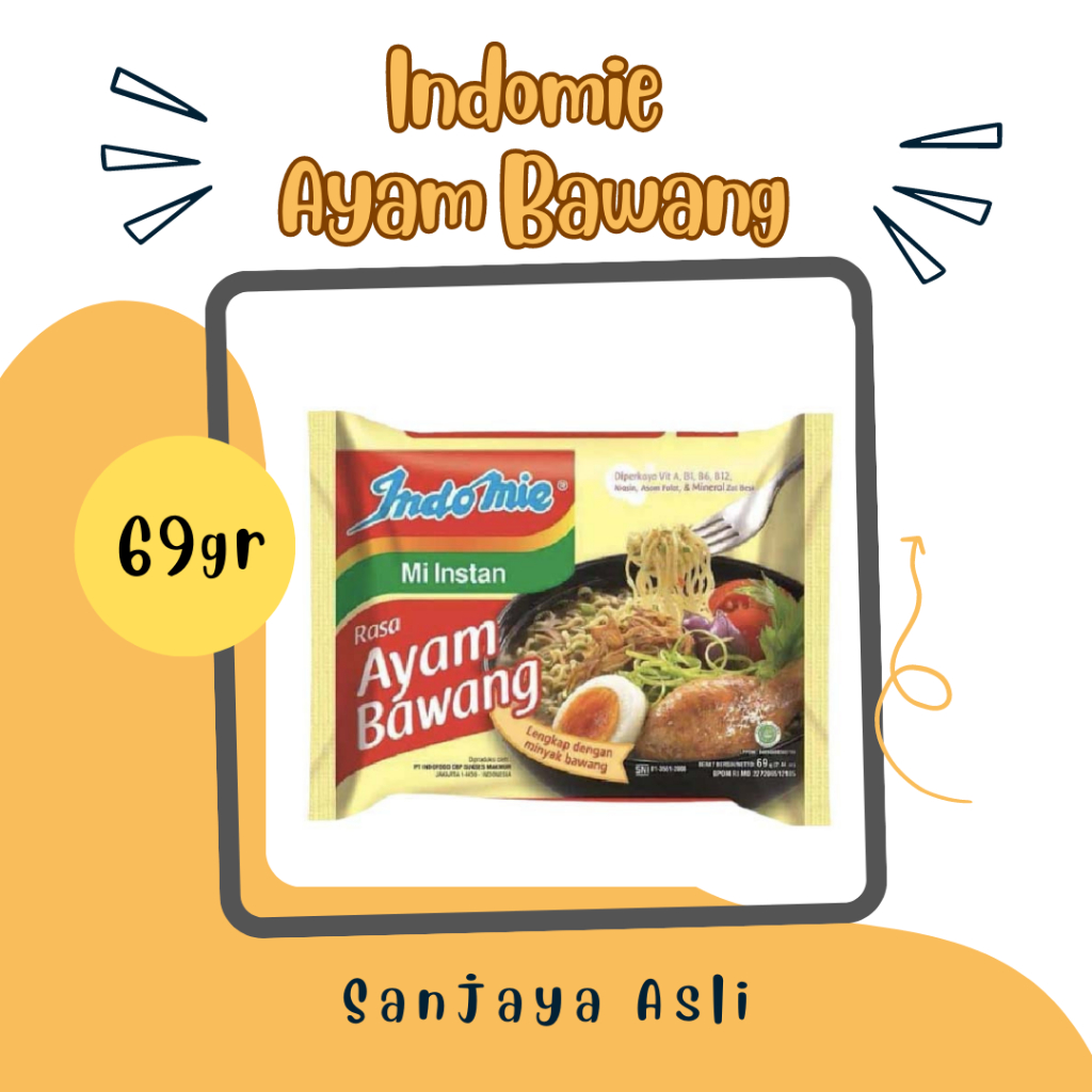 

INDOMIE AYAM BAWANG 69GR/ MIE KUAH/MIE INSTAN/GROSIR SEMBAKO MURAH