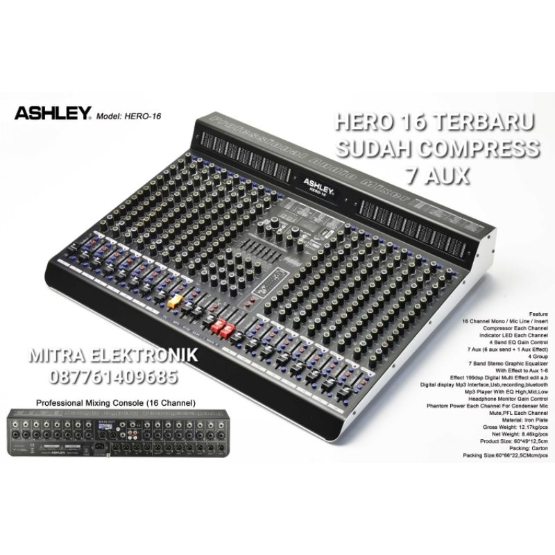 MIXER ASHLEY HERO16 CHANNEL MIXER ASHLEY 16 CHANNEL HERO 16 DSP 199 WITH ALEXIS EFFEK