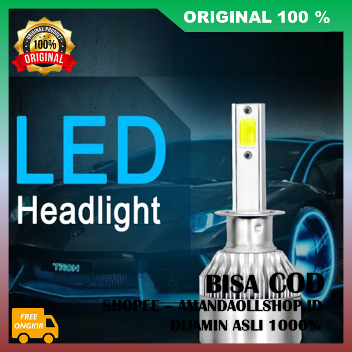Lampu C6 H4 LED Lampu Utama Mobil LED Headlight C6 Cob Mobil Socket H4 100% ASLI