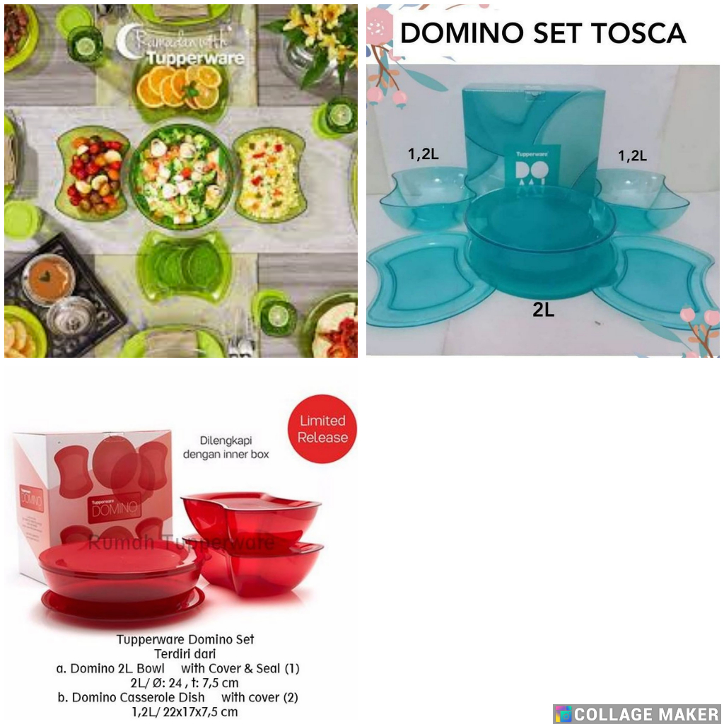 domino set tupperware tempat prasmanan set kristal