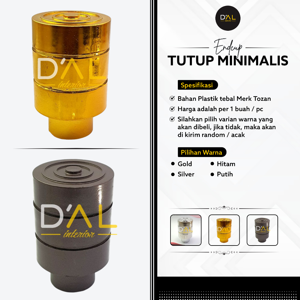 Endcup Gorden Endcup Batang Gorden Minimalis Tutup Tiang Gorden Tabung Minimalis Bahan Plastik Tebal
