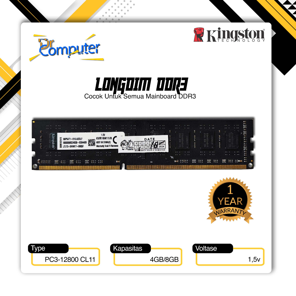 Ram PC Longdim DDR3 4GB/8GB Original Kingston