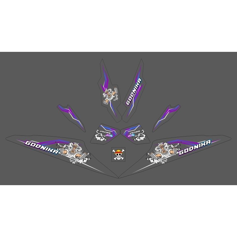 STRIPING STICKER TRANSPARAN MOTOR HONDA BEAT KARBU MOTIF CUSTOM ANIME ONE PIECE GOOD NIKA