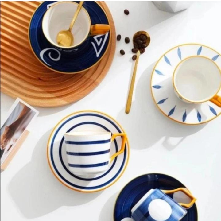 Gelas Set Keramik Tatakan Sendok Kekinian Ala Jepang Cangkir Minum Tea