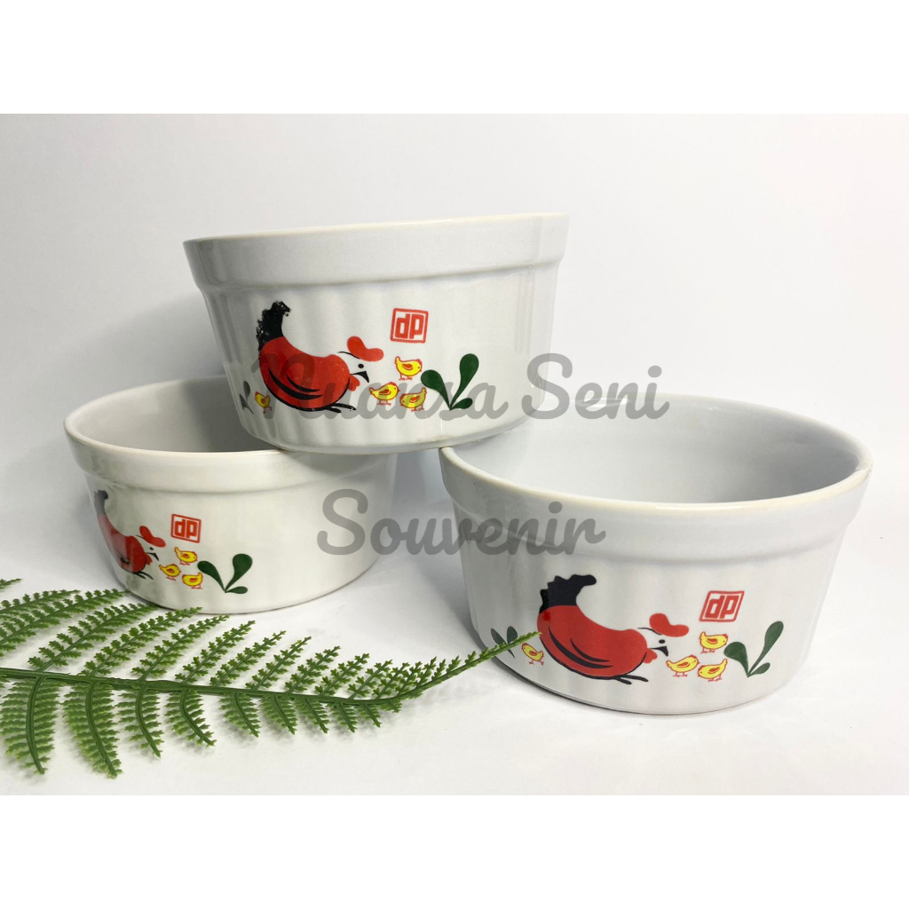Souvenir Mangkok Ulir Ayam Jago Betina Mangkok Keramik Jumbo Mangkuk Saji Sop Mangkuk 36 pcs
