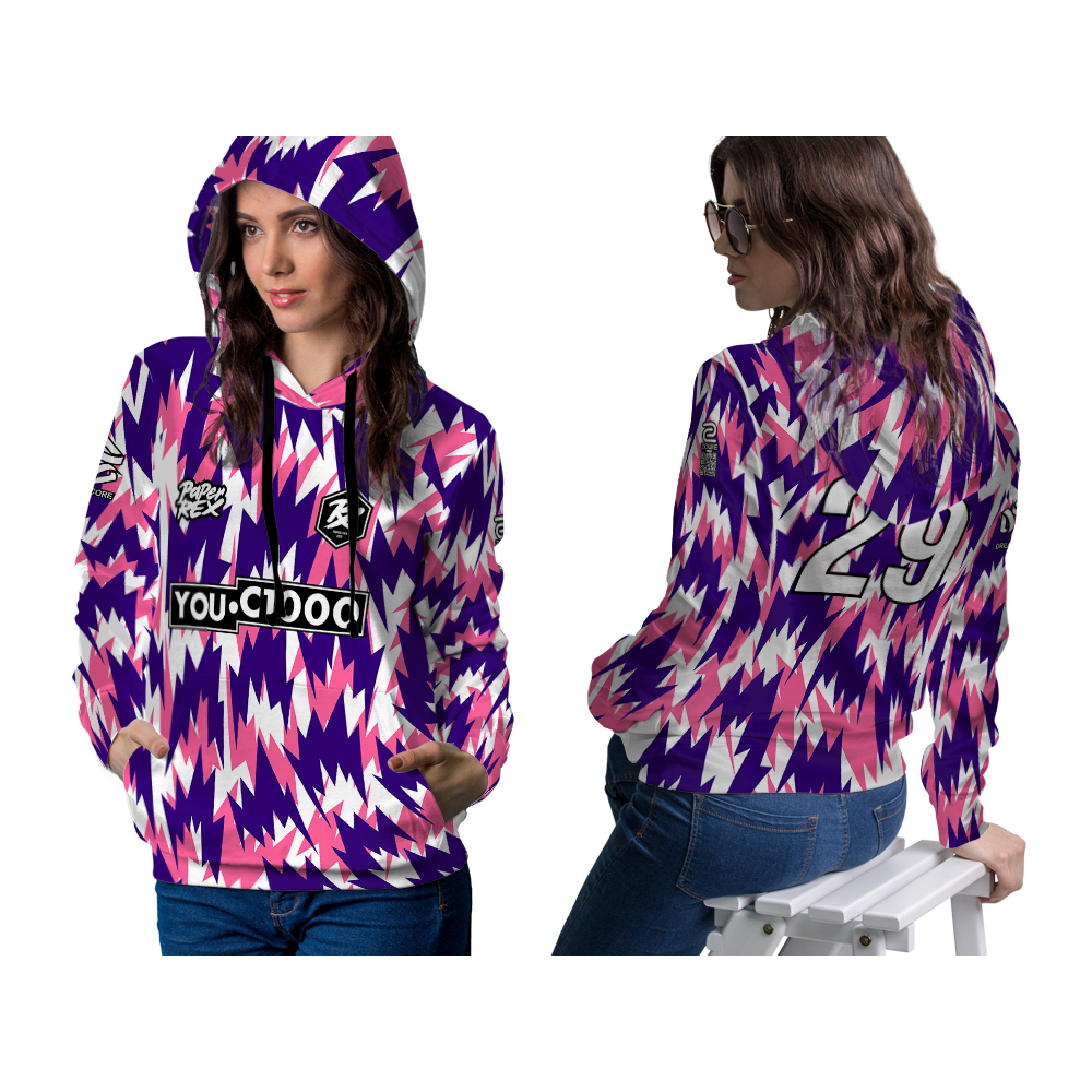 Jacket Hoodie Gaming Valorant Paper Rex Champion Full Print Pullover Wanita 02