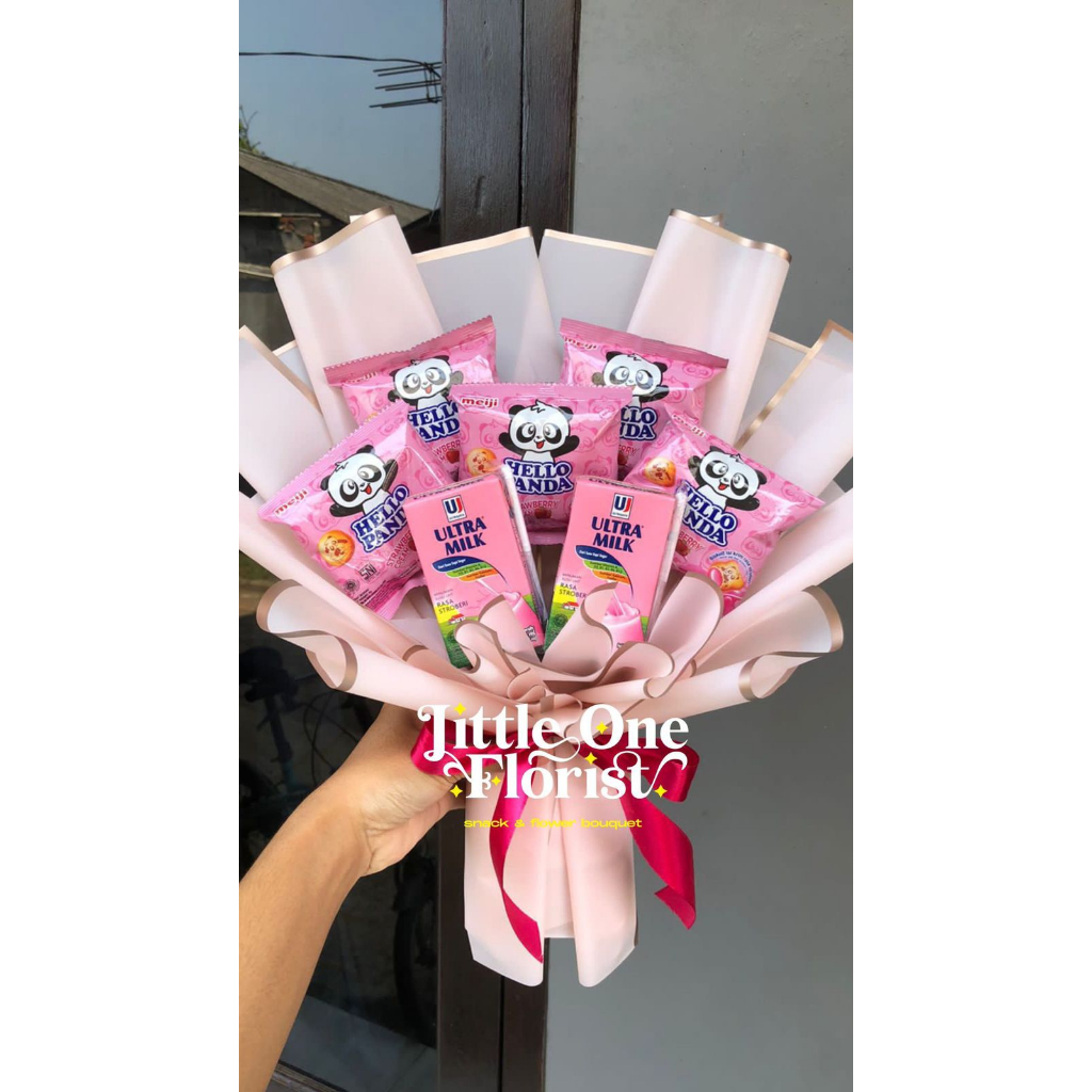 Bouquet Snack Pink / Bouqet Hello Panda /  Bucket Ultra milk / Buket Susu / Buqet Snack