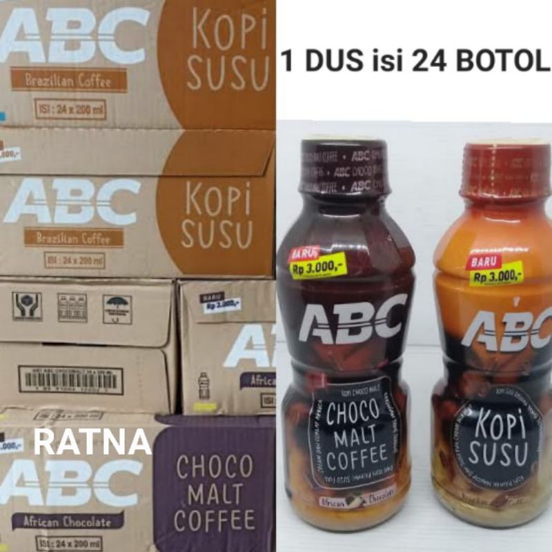 

KOPI ABC BOTOL CHOCO MALT COFFEE / KOPI SUSU 200ml ( 1 Dus isi 24 BOTOL)