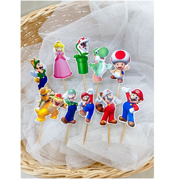Mario Cupcake Topper Birthday / Hiasan Cupcake