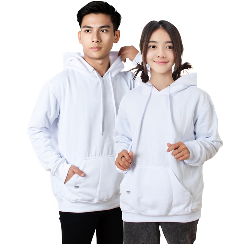 Harvional Hoodie Jemper Polos Putih Size S - XXL ( Pria & Wanita )