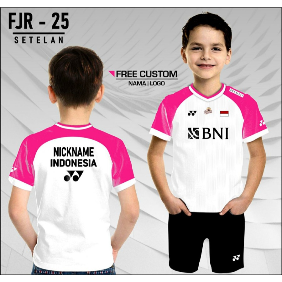 Setelan jersey anak badminton  baju yonex fajri juara denmark open kaos badminton