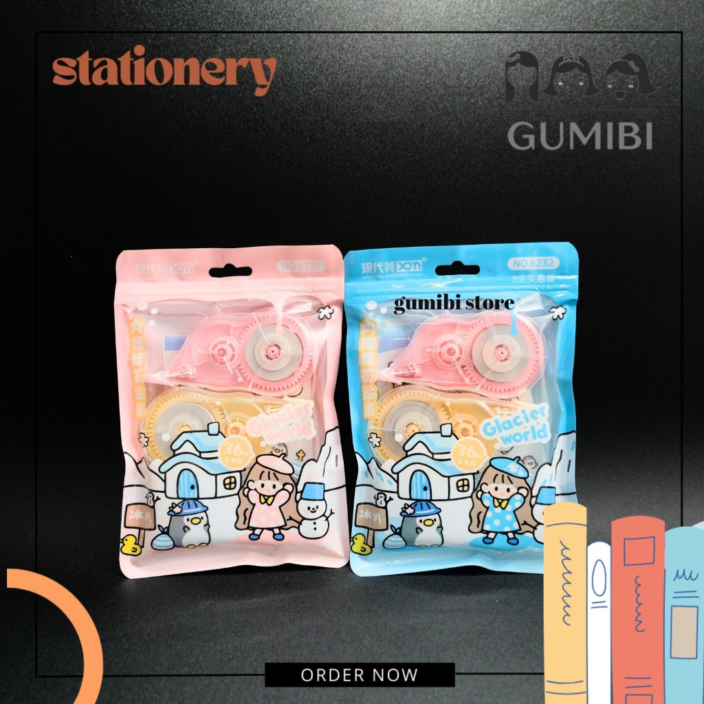 

CORRECTION TAPE 3 IN 1 CUTE GIRL XDM 6232 TIP EX ROLL TIP EX NIAL 1 PACK ISI 3 PCS FREE STIKER