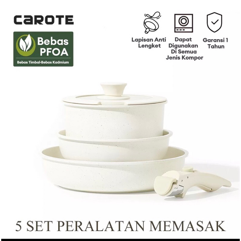 Carote set 3pcs frypan granit putih