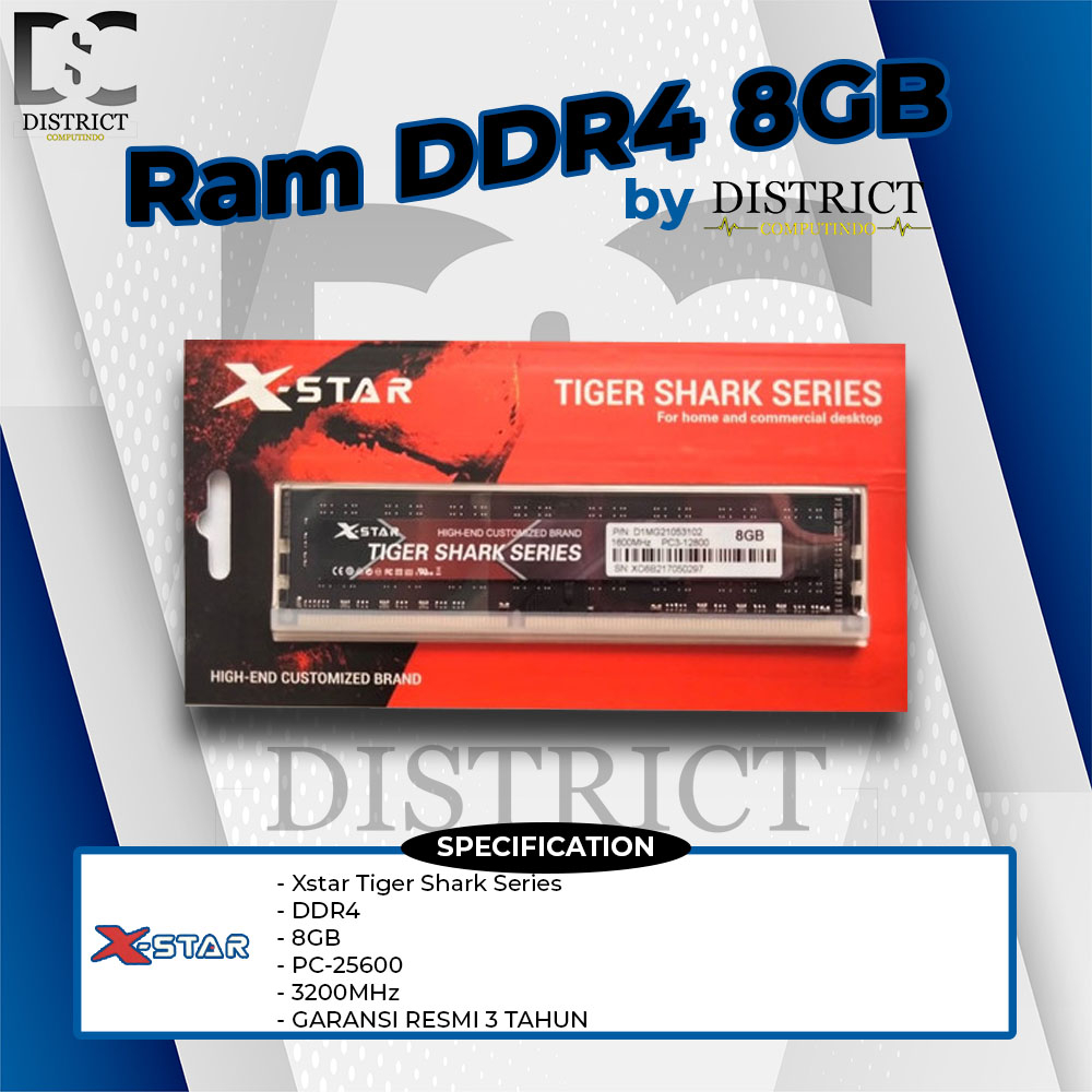 Memory Komputer RAM DDR4 8GB Xstar PC-25600 3200MHz