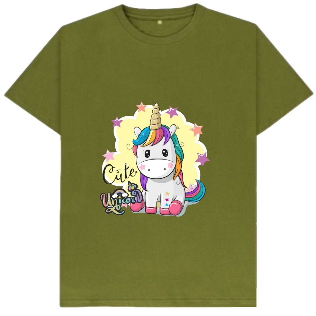 Baju Kaos Anak Combed Unicorn Laki Laki dan Perempuan Usia 1-10 Tahun Warna H-Army
