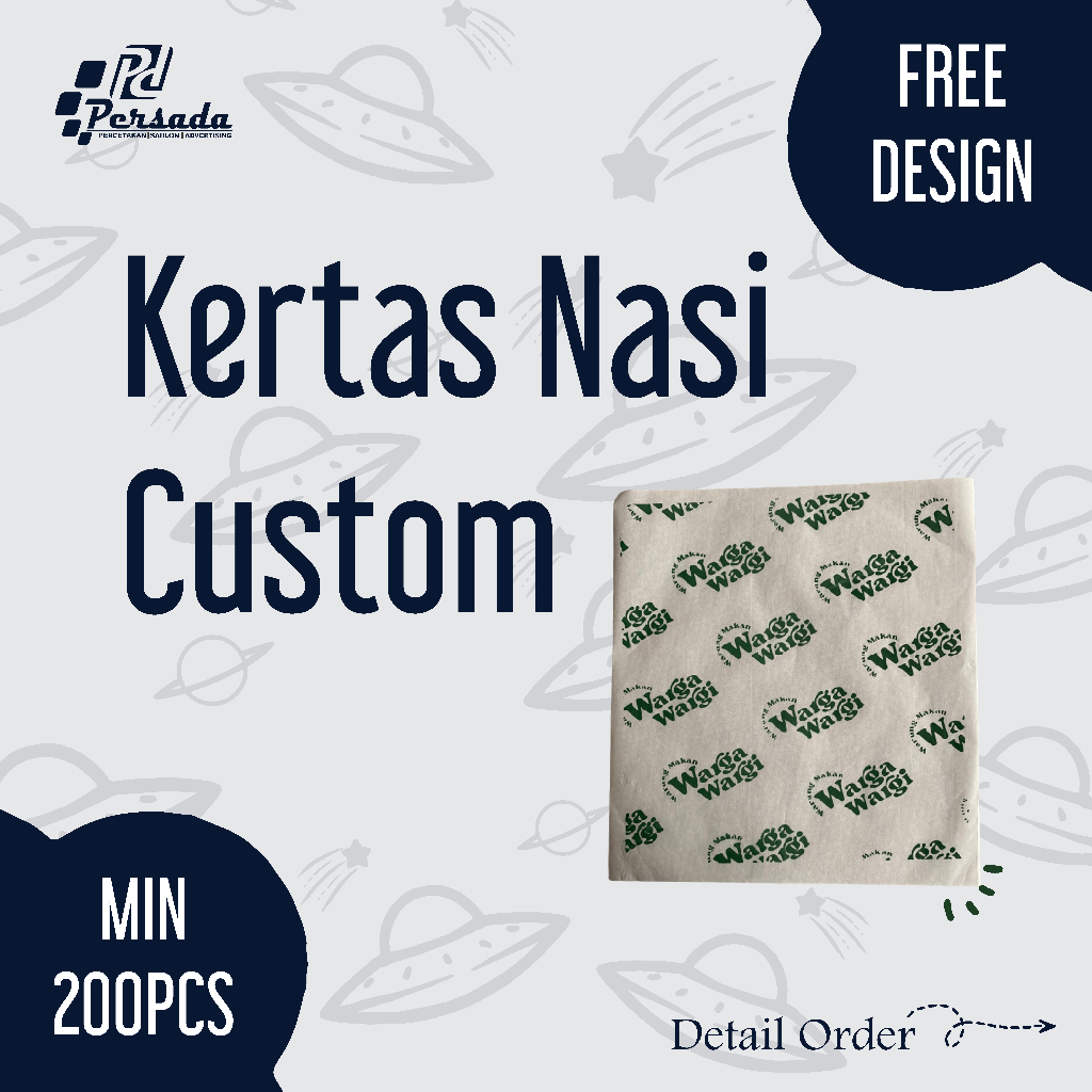 kertas nasi custom/sablon kertas nasi minim 200 Lembar