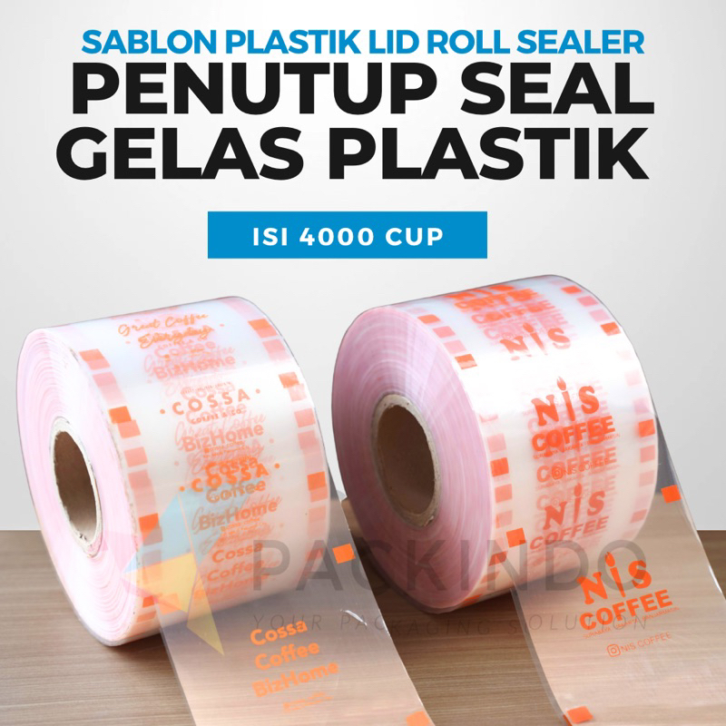 Cetak / Sablon Plastik Lid Roll Sealer / Penutup Seal Gelas Plastik isi 4000 cup