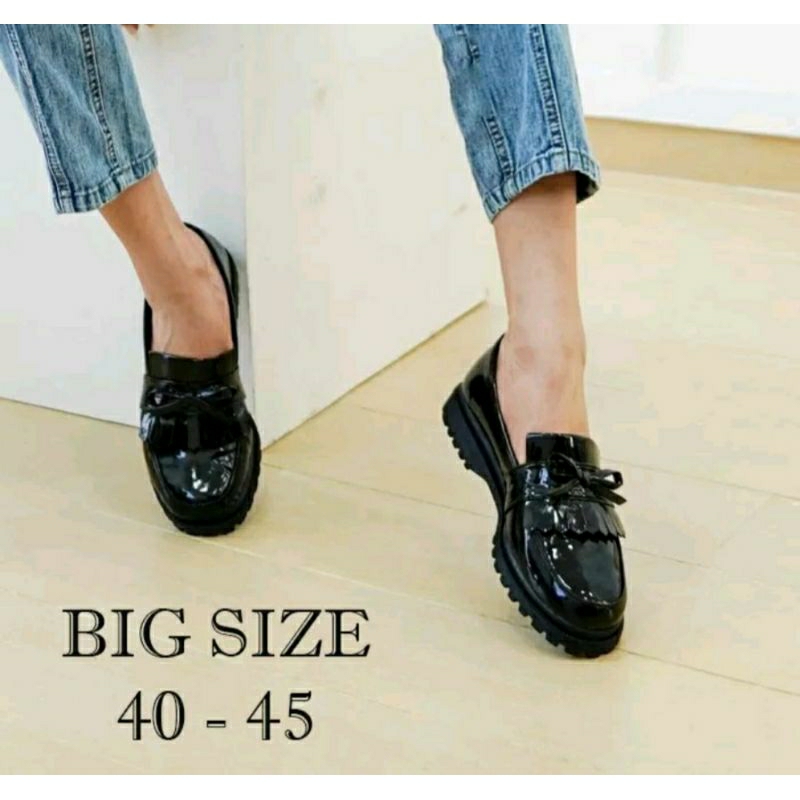 Sepatu Kulit Wanita Size JUMBO 40-41-42-43-44-45 Docmart Low Boots Black Fashion Sepatu Koreaan Size