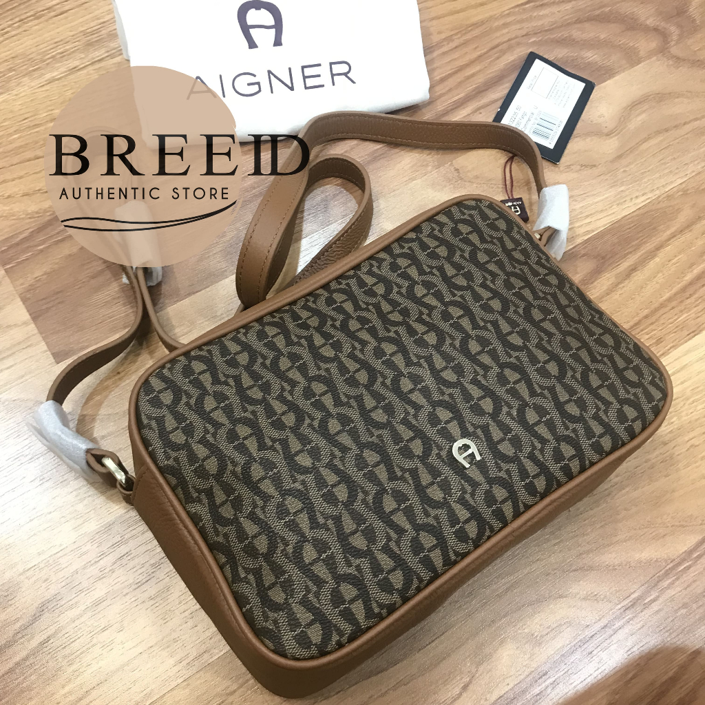 Tas Aigner Fango Camera Bag (Thea) Signature Brown Authentic New