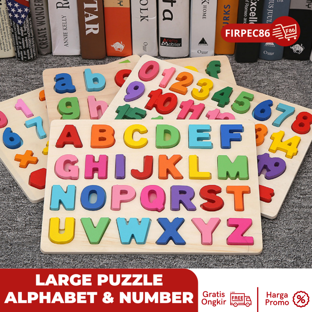 Puzzle Edukasi Kayu 3D Huruf ABC, Angka 123 & Hijaiyah Timbul – Mainan Anak Belajar Huruf Arab