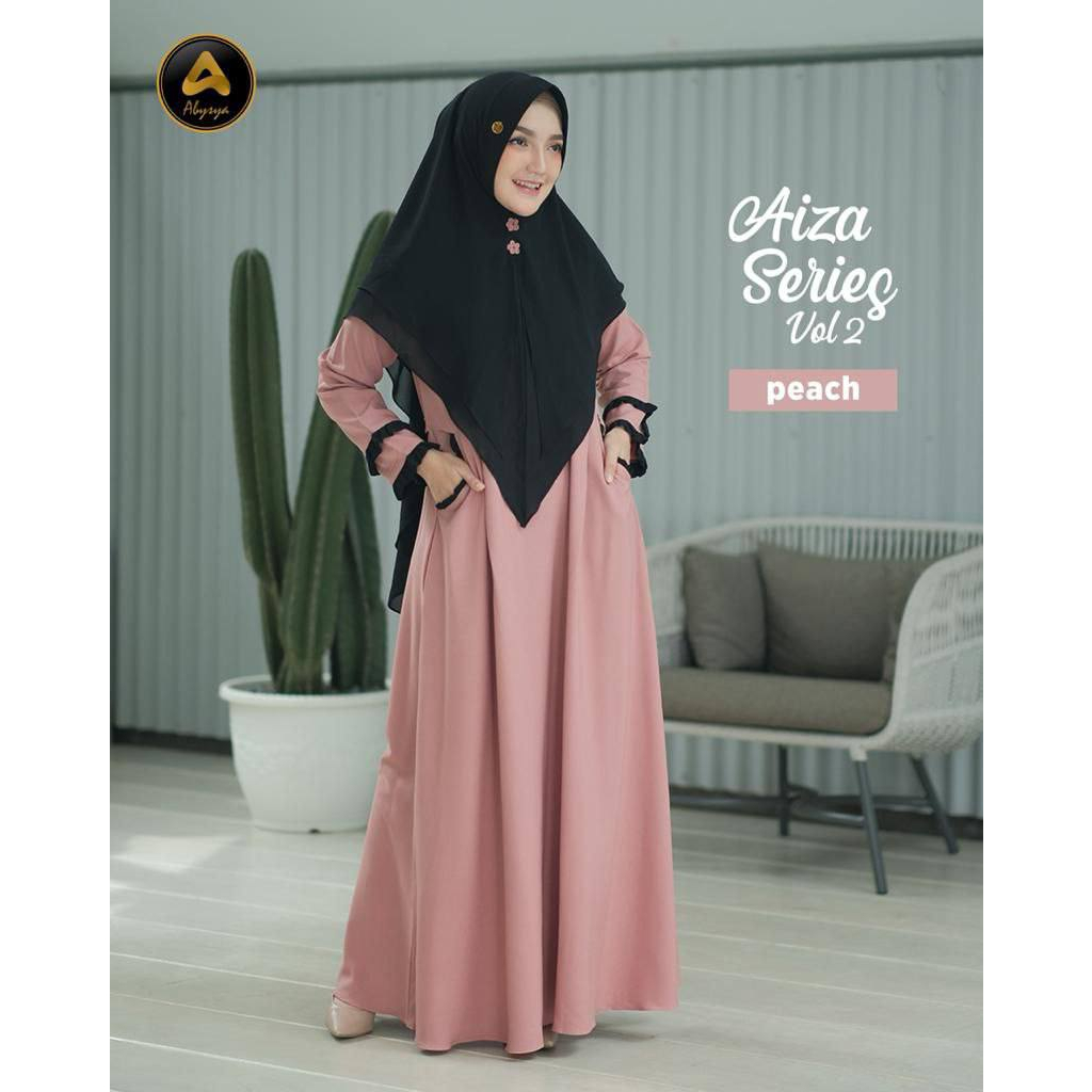 READY STOCK GAMIS ALZA BY ABYSYA Mom set khimar peachy L