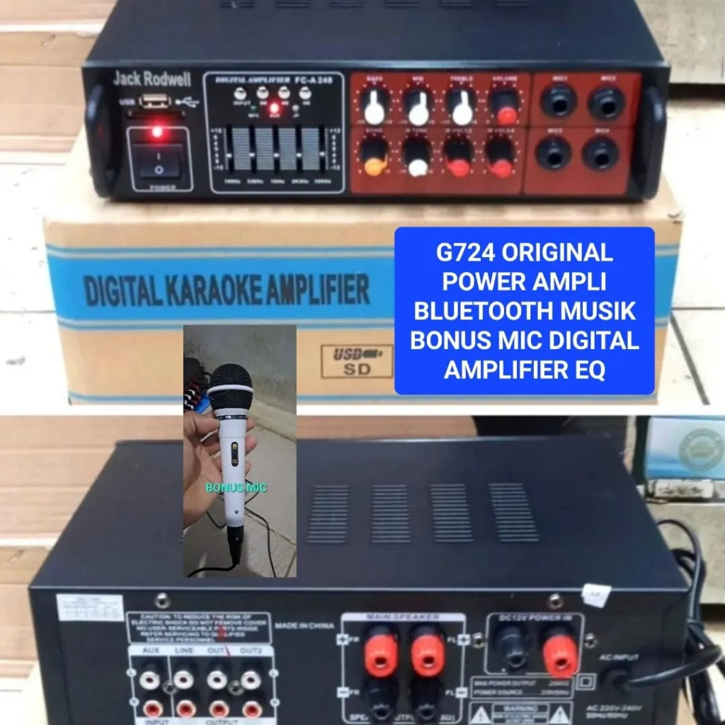 G724 Ori amplifier EQ usb echo AC DC power ampli bluetooth musik bonus mic digital  WIRELESS KARAOKE
