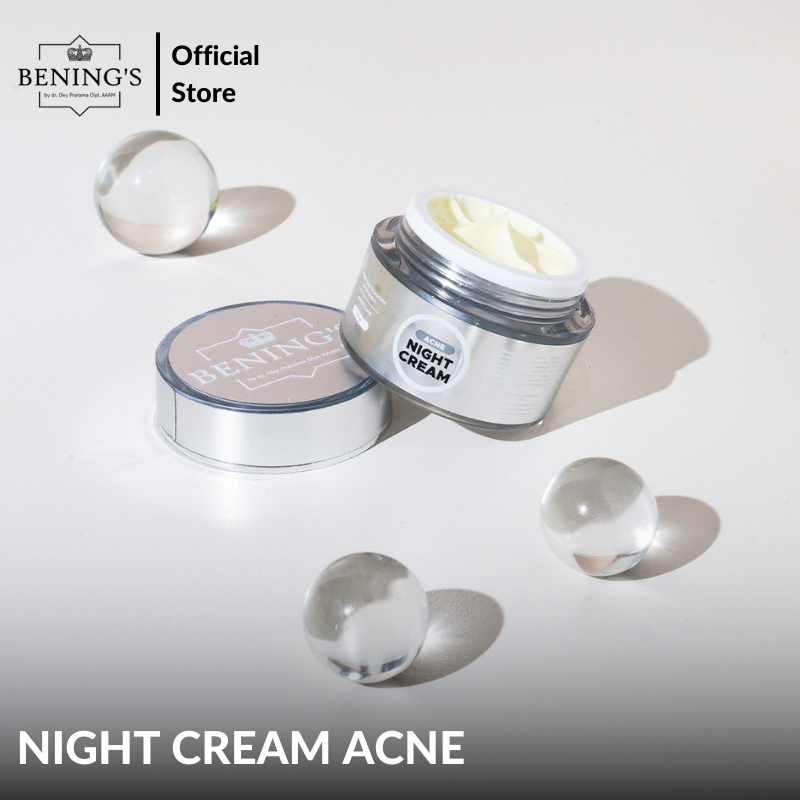 Acne Night Cream Bening's Skincare Original Dr. Oky Pratama (Bening Clinic) Pelembab Wajah Malam Hal