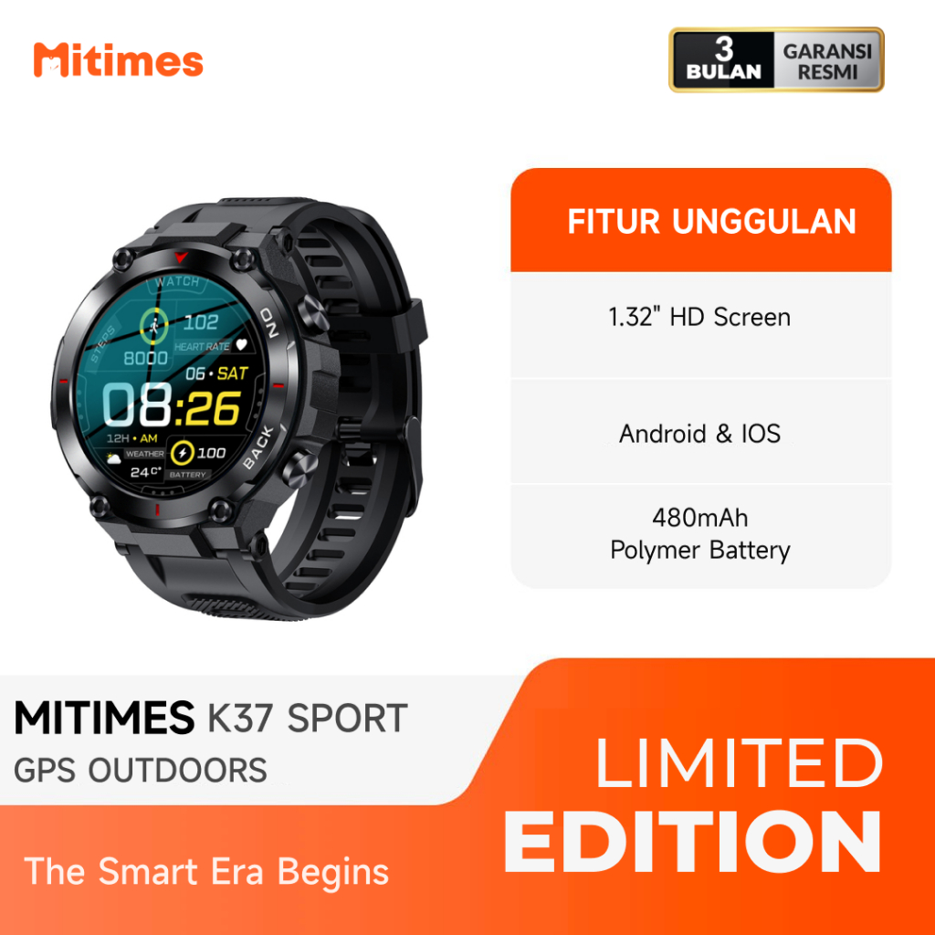 Mitimes K37 Sport Smart Watch 1.32 Inch GPS Outdoors