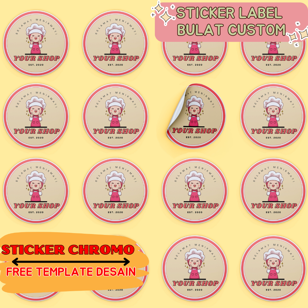 

Cetak Stiker CHROMO Cetak Sticker Bulat Sticker Kiss Cutting Non Waterproof Sticker Label Produk Kemasan Label Toko Roti Label Thank You