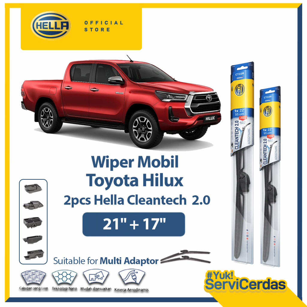Wiper Mobil TOYOTA Hilux (21”+17”) - HELLA Cleantech 2.0