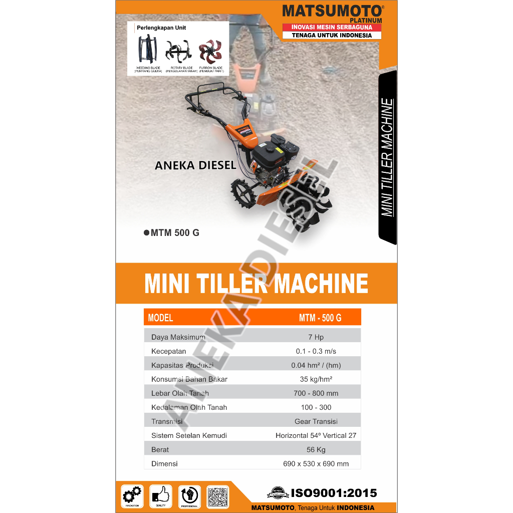 Mesin Traktor Bajak Sawah Cultivator MATSUMOTO MTM 500 G Mesin Bajak Sawah MATSUMOTO Tiller Machine 