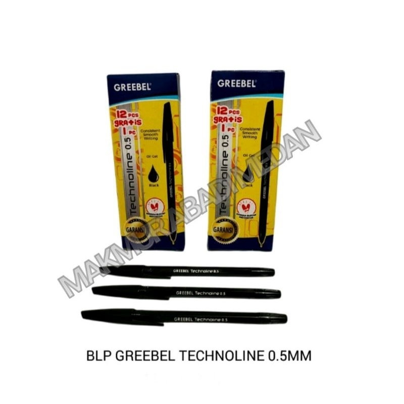 

Pulpen Greebel Technoline 0.5mm (12PCS) / Pena Greebel 0.5mm / Blp biru / Blp merah
