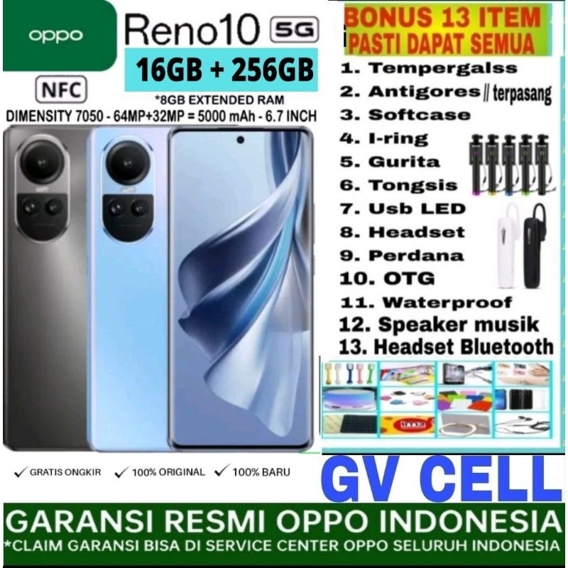 OPPO RENO 10 5G 8+8/256GB RAM 8GB ROM 256GB GARANSI RESMI OPPO INDONESIA