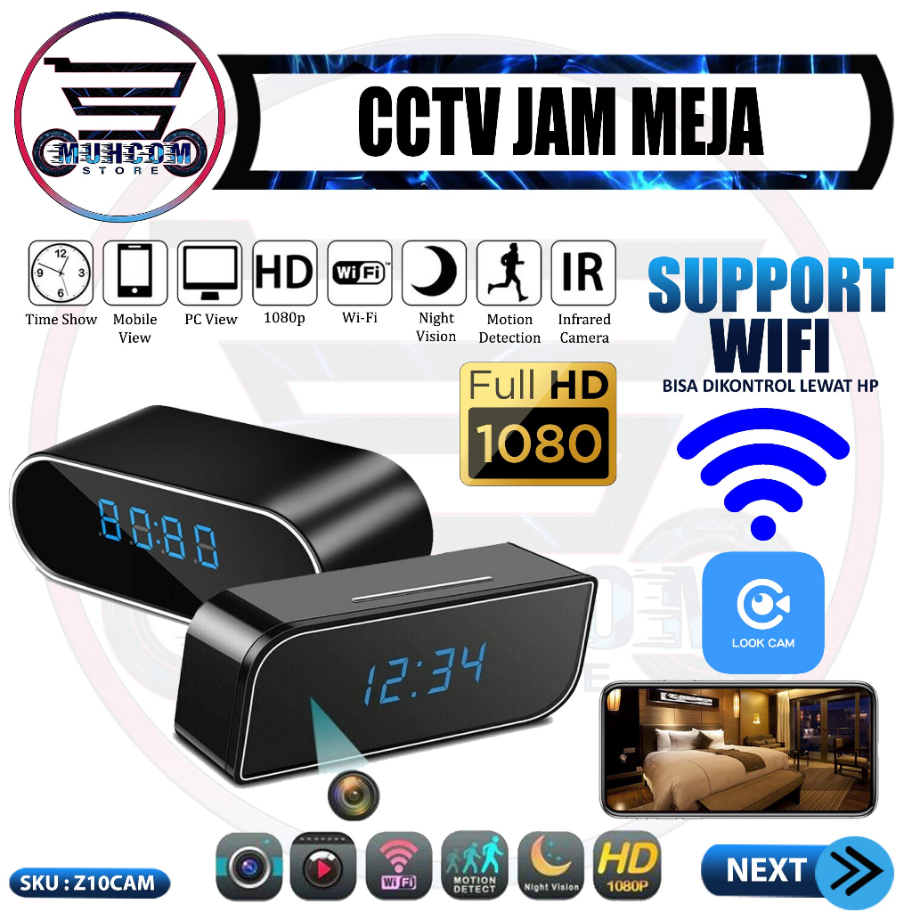Spy Cam Kamera Pengintai Model Jam Meja Clock Z10 WIFI P2P HD 720P With Night Vision Kamera Unik Det