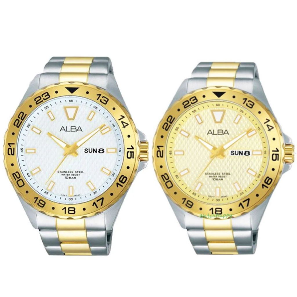 Jam Tangan Alba Pria AV3502 AV3512 Kombinasi Gold Original