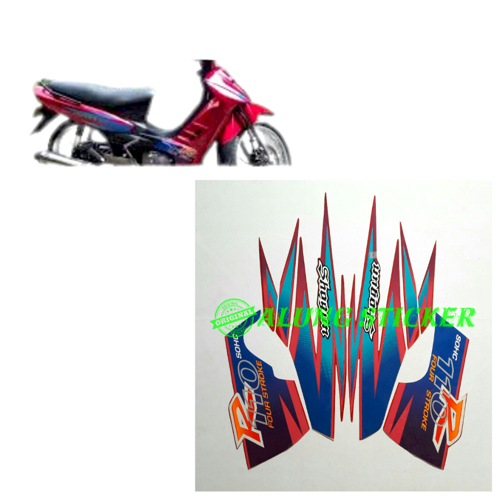 STIKER STRIPING LIS LES BODY MOTOR SUZUKI SHOGUN 2000 MERAH