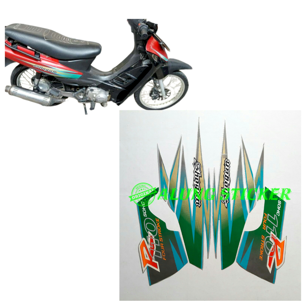 STIKER STRIPING LIS LES BODY MOTOR SUZUKI SHOGUN 2000 SILVER