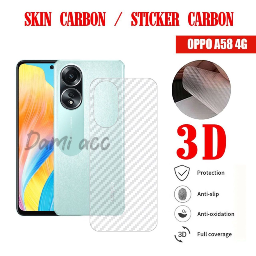 skin carbon oppo a78 4g a58 4g reno 8t 4g reno 8t 5g a78 5g a58 5g garskin antigores belakang
