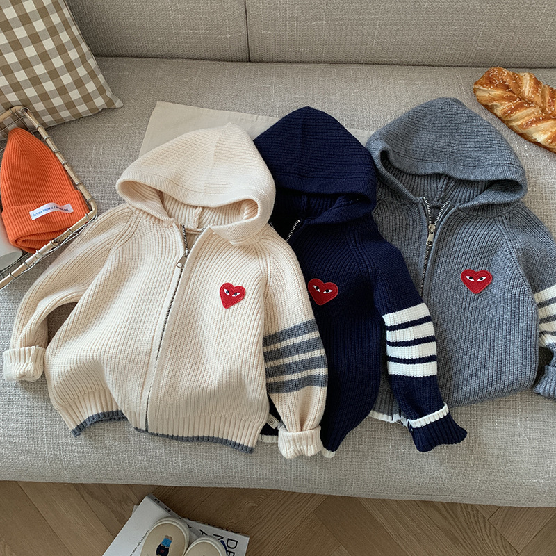 Jaket Hoodie Anak Tebal / Kardigan Rajut Topi Anak Laki Laki Perempuan / Outer Anak Impor Halus Lemb