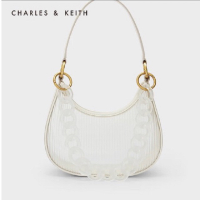 Charles & Keith Acrylic Chain Handle Hobo Bag