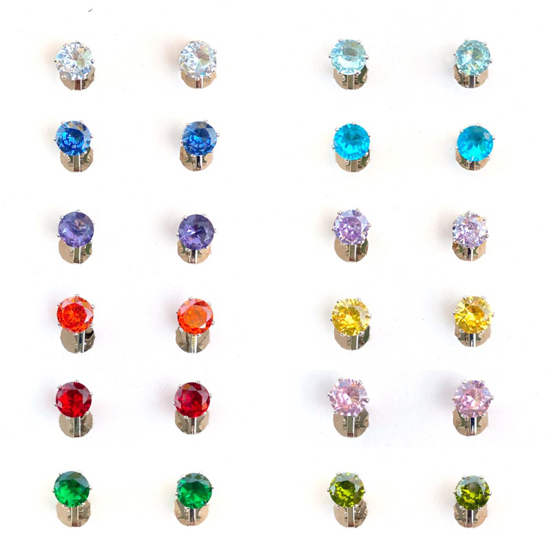 Anting Jepit Klip Tanpa Tindik Batu Aneka Warna Kecil No Pierced Clip Earrings Earclip Clipon Giwang